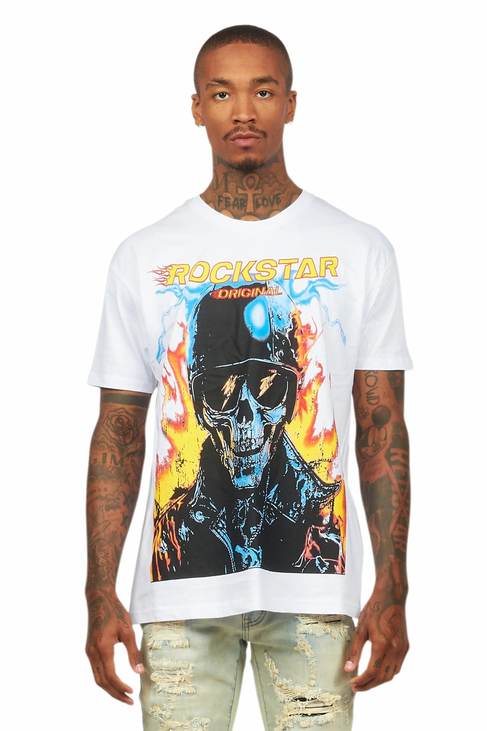 Balius White Oversized Graphic T-Shirt Male Product Image