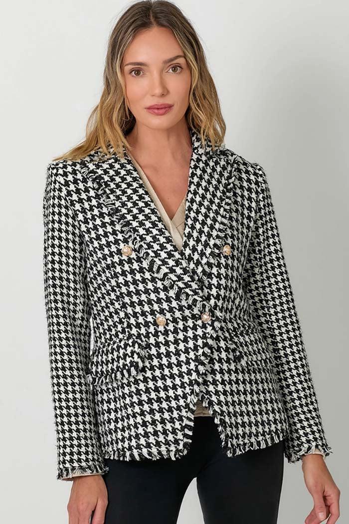 Houndstooth Fray Detail Blazer Product Image