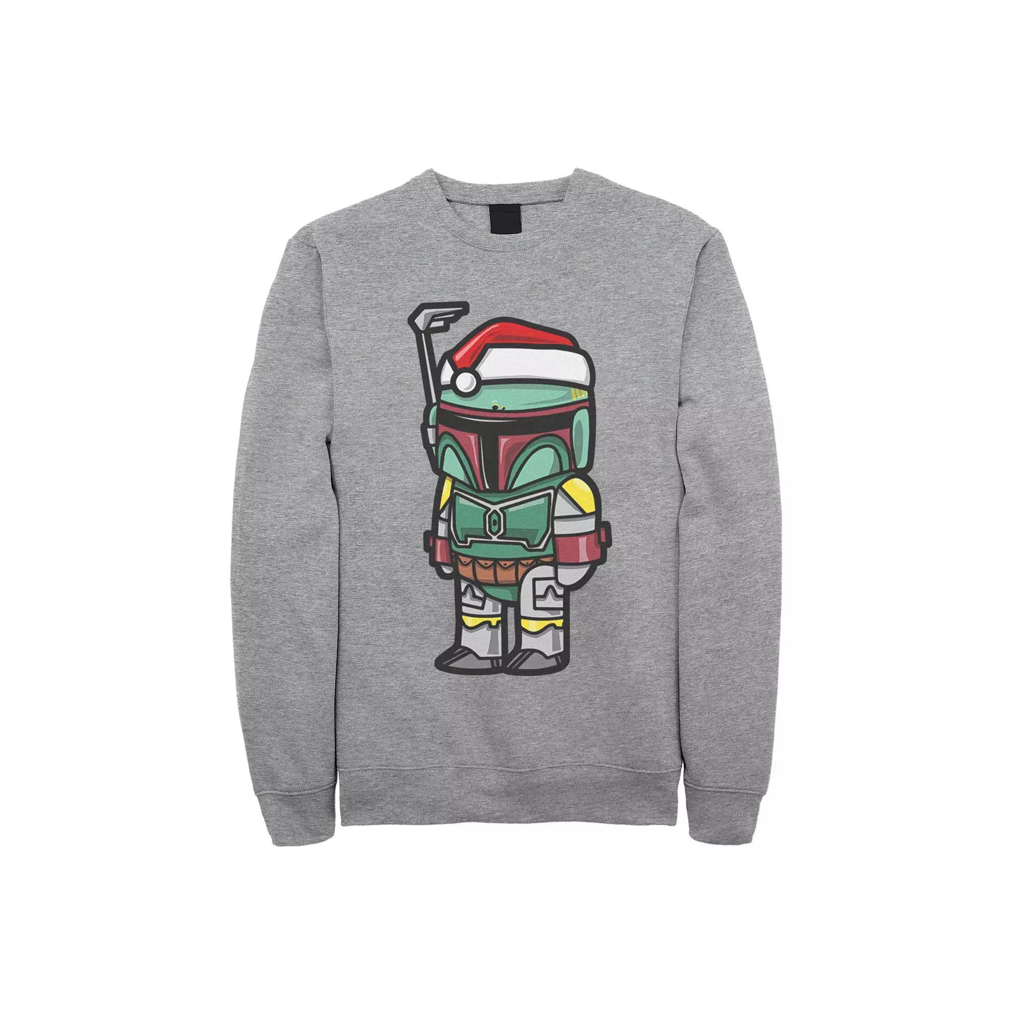 Men's Star Wars Boba Fett Santa Fleece Sweater, Size: Large, Athletic Grey Product Image