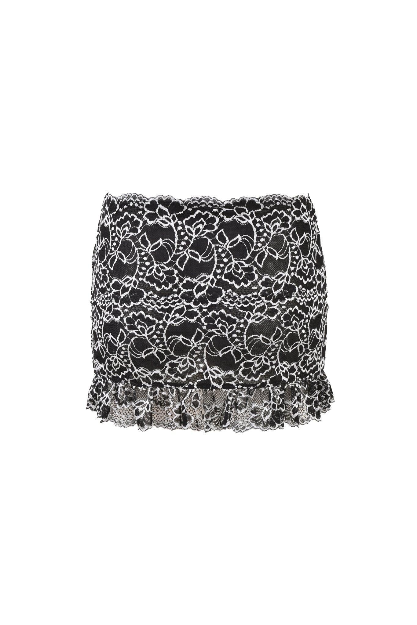 CRYSTAL MINI SKIRT - BLACK : LACE Product Image