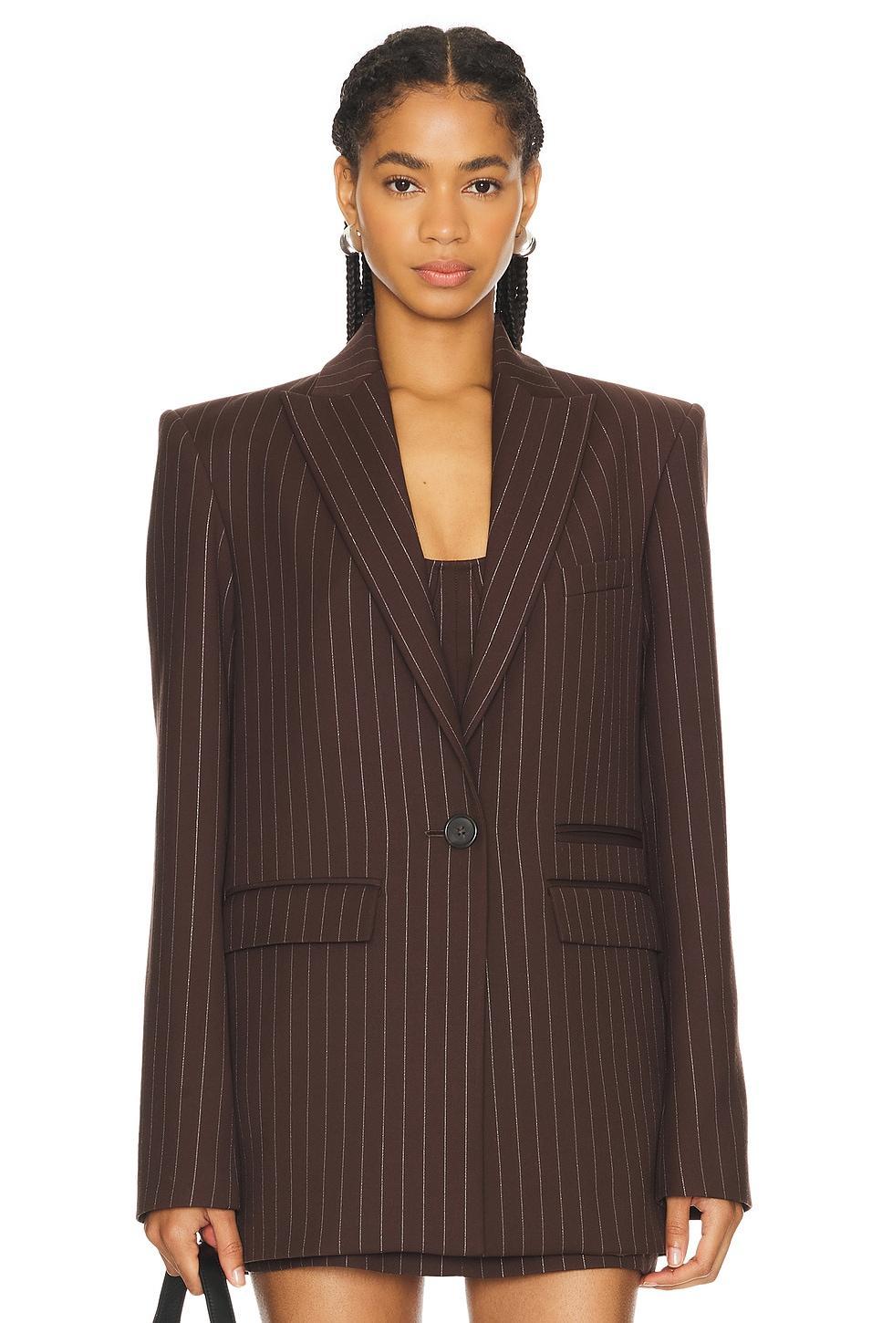 Lurex Pinstripe Single Breasted Oversize Blazer Alex Perry Product Image