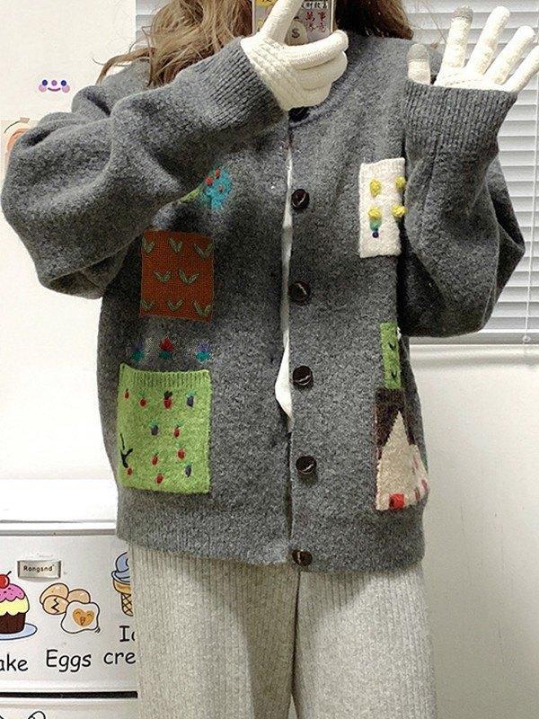 Pocket Jacquard Button Front Cardigan Product Image