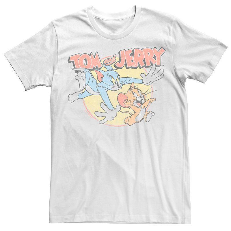Men's Tom And Jerry Tom Chasing Jerry Tee, Size: Large, White Product Image