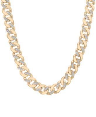 Mens Diamond Cuban Link 24 Chain Necklace (1 ct. t.w.) in Sterling Silver or 14k Gold-plated Sterling Silver Product Image