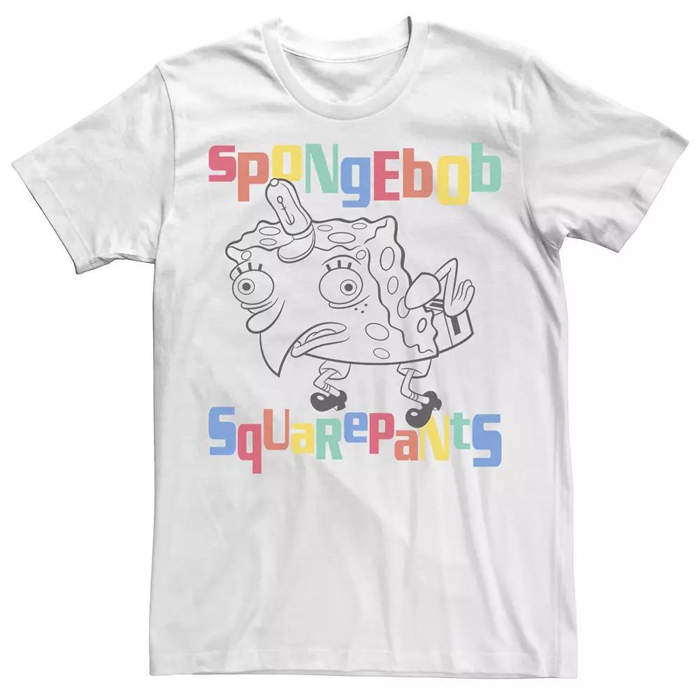 Men's Spongebob Mocking Portrait Outline Colorful Text Tee,  Product Image