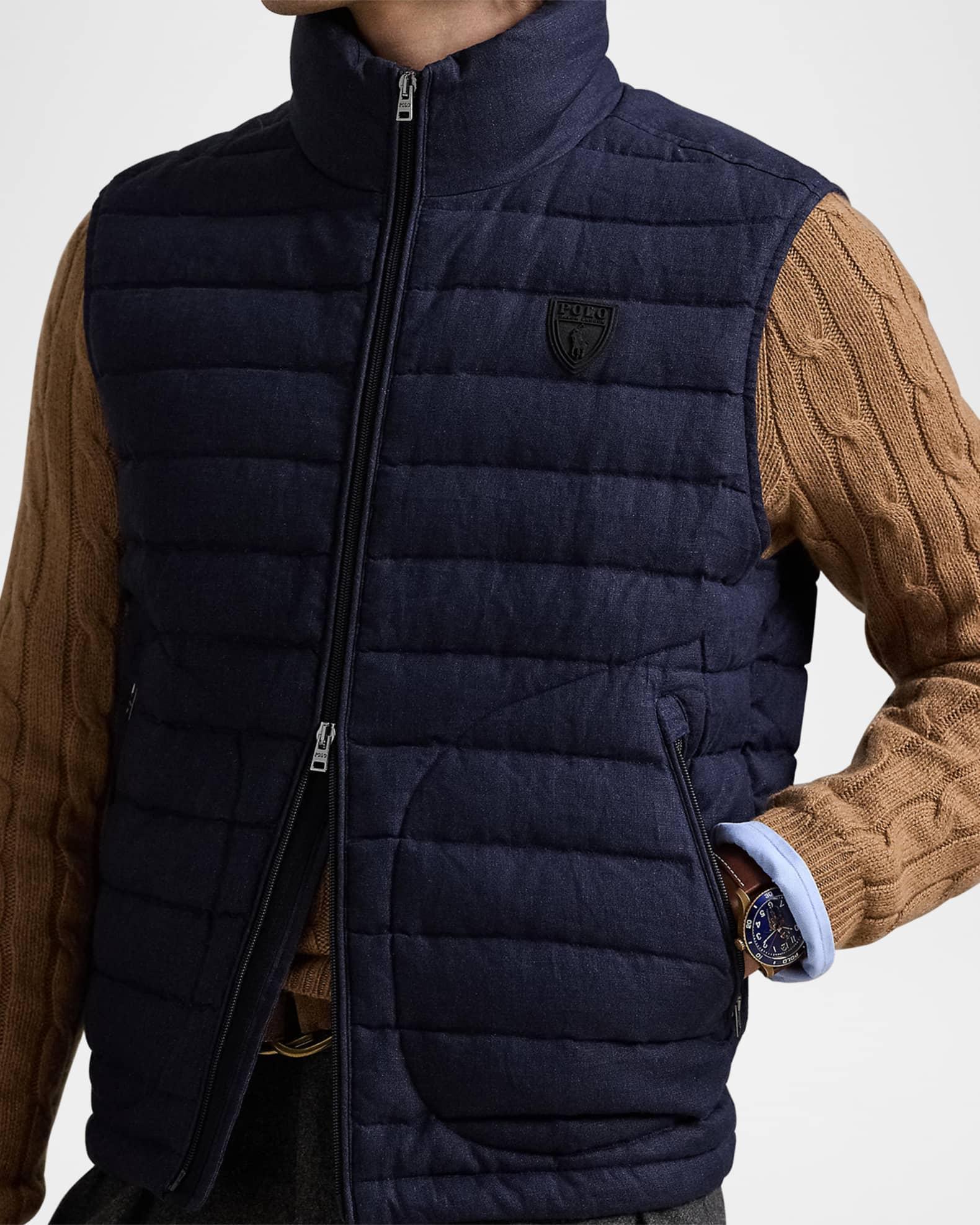 Men's Quilted Linen Down Vest Product Image