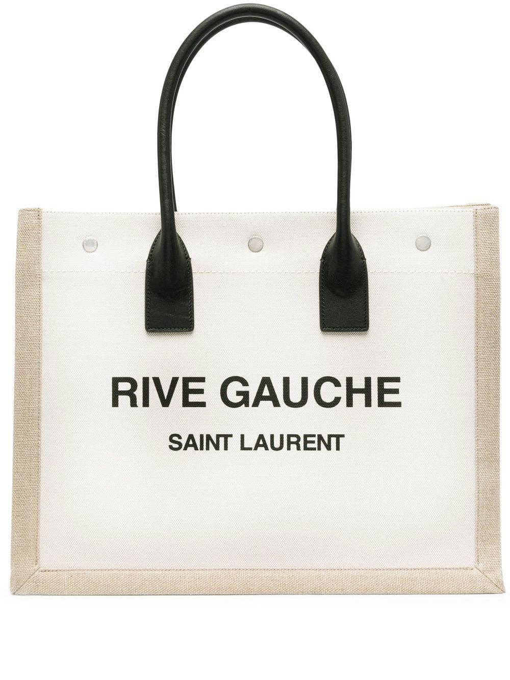 SAINT LAURENT Logo-print Tote-bag In Beige Product Image