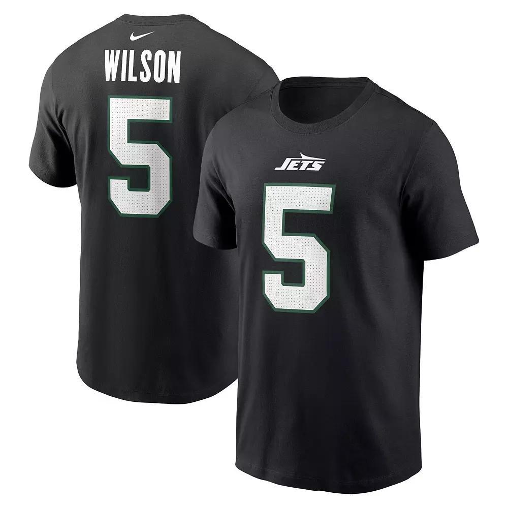 Men's Nike Garrett Wilson Black New York Jets Name & Number T-Shirt,  Product Image