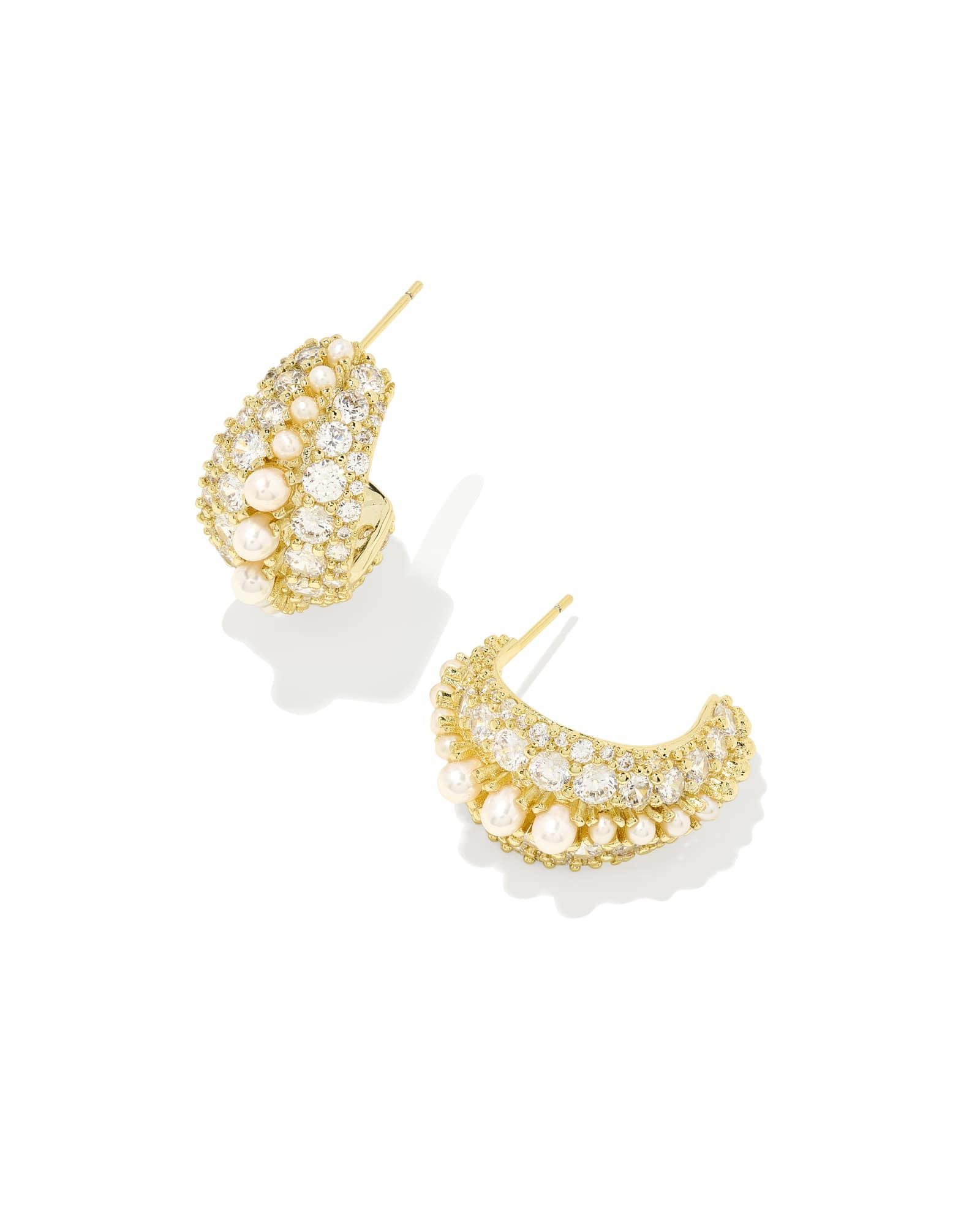 Krista Gold Hoop Earrings in Red Mix Product Image