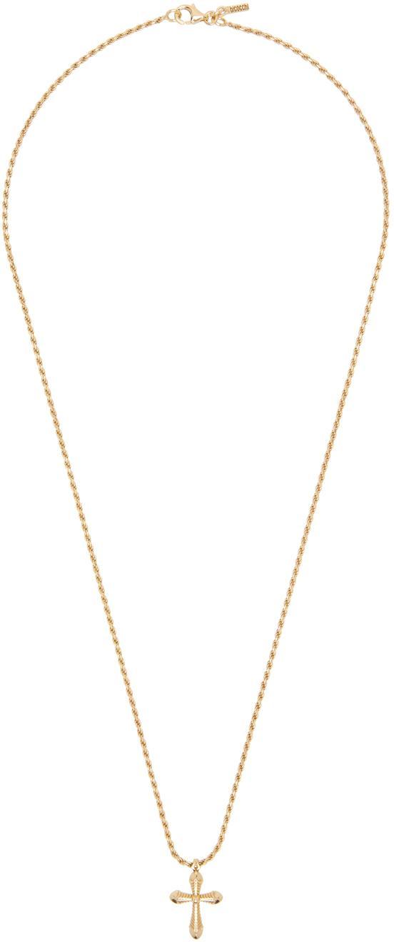 EMANUELE BICOCCHI Ssense Exclusive Gold Thin Cross Necklace Product Image