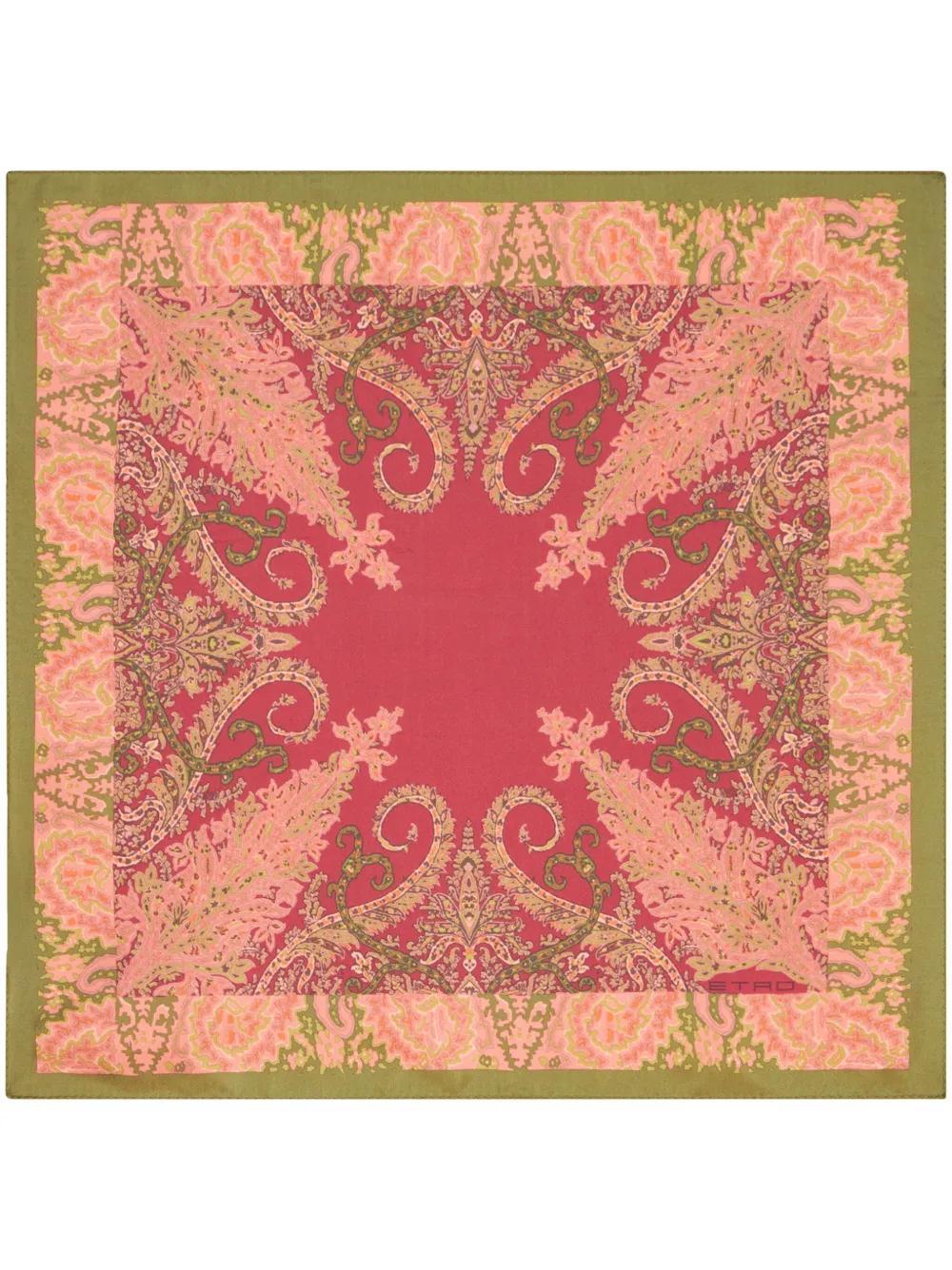 ETRO Abstract-print Silk Pocket Square In Burgundy Product Image