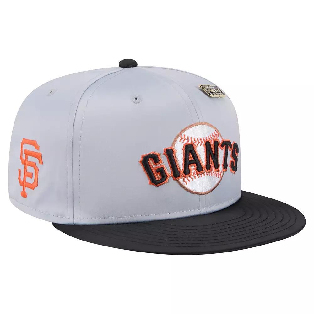 Men's New Era Gray/Black San Francisco Giants Satin 59FIFTY Fitted Hat,  Product Image