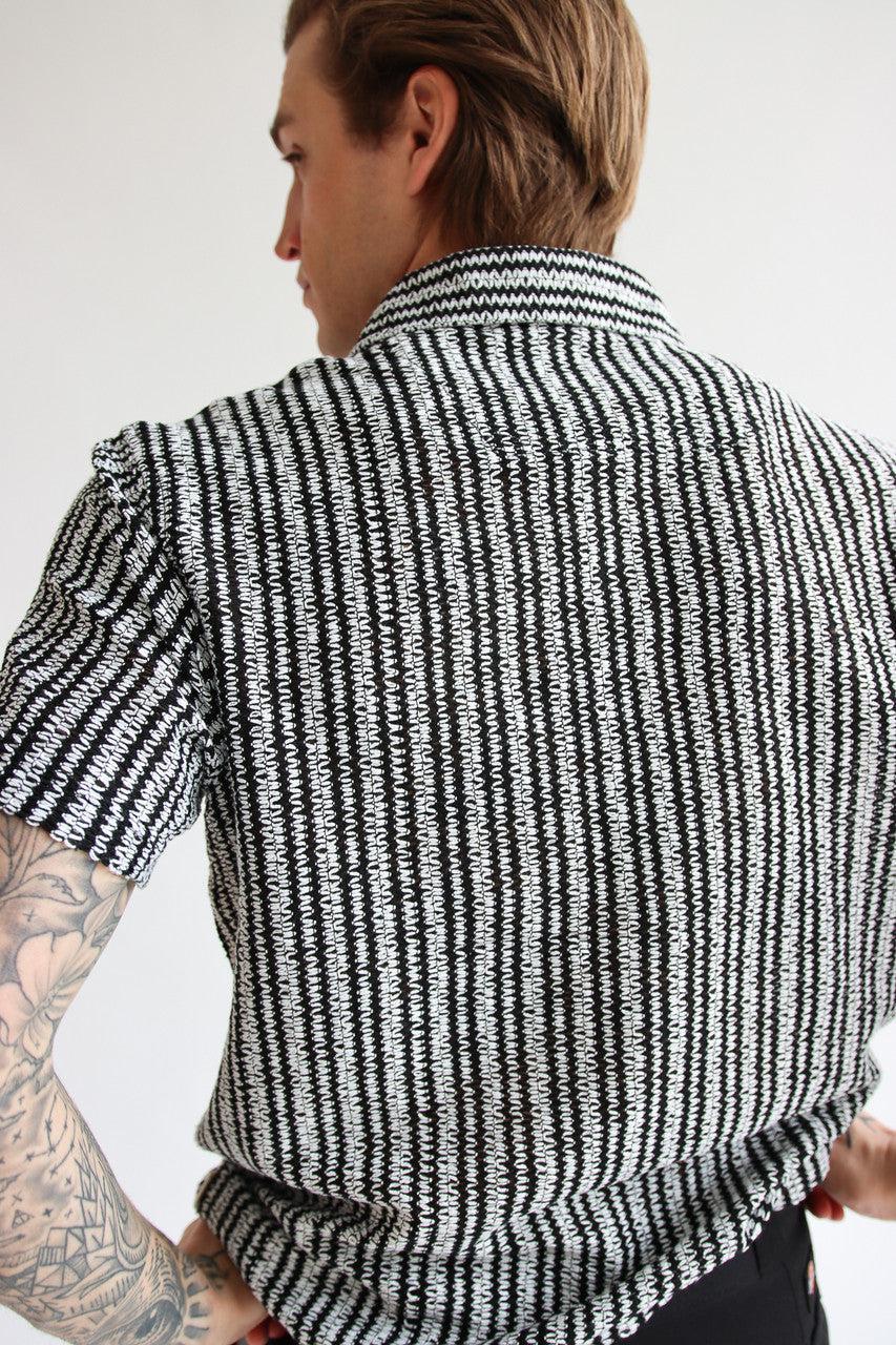 Mini Zigzag Stripe Knit Button Up Shirt Product Image