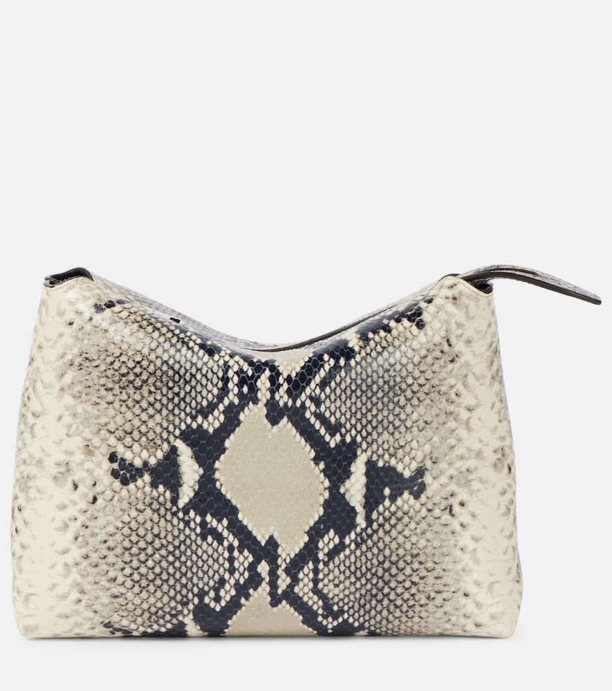 KHAITE Lina Snake-effect Leather Crossbody Bag In Neutro Product Image