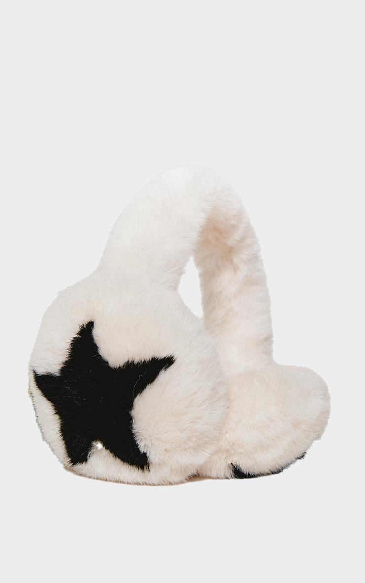 White Faux Fur Star Ear Muffs Product Image