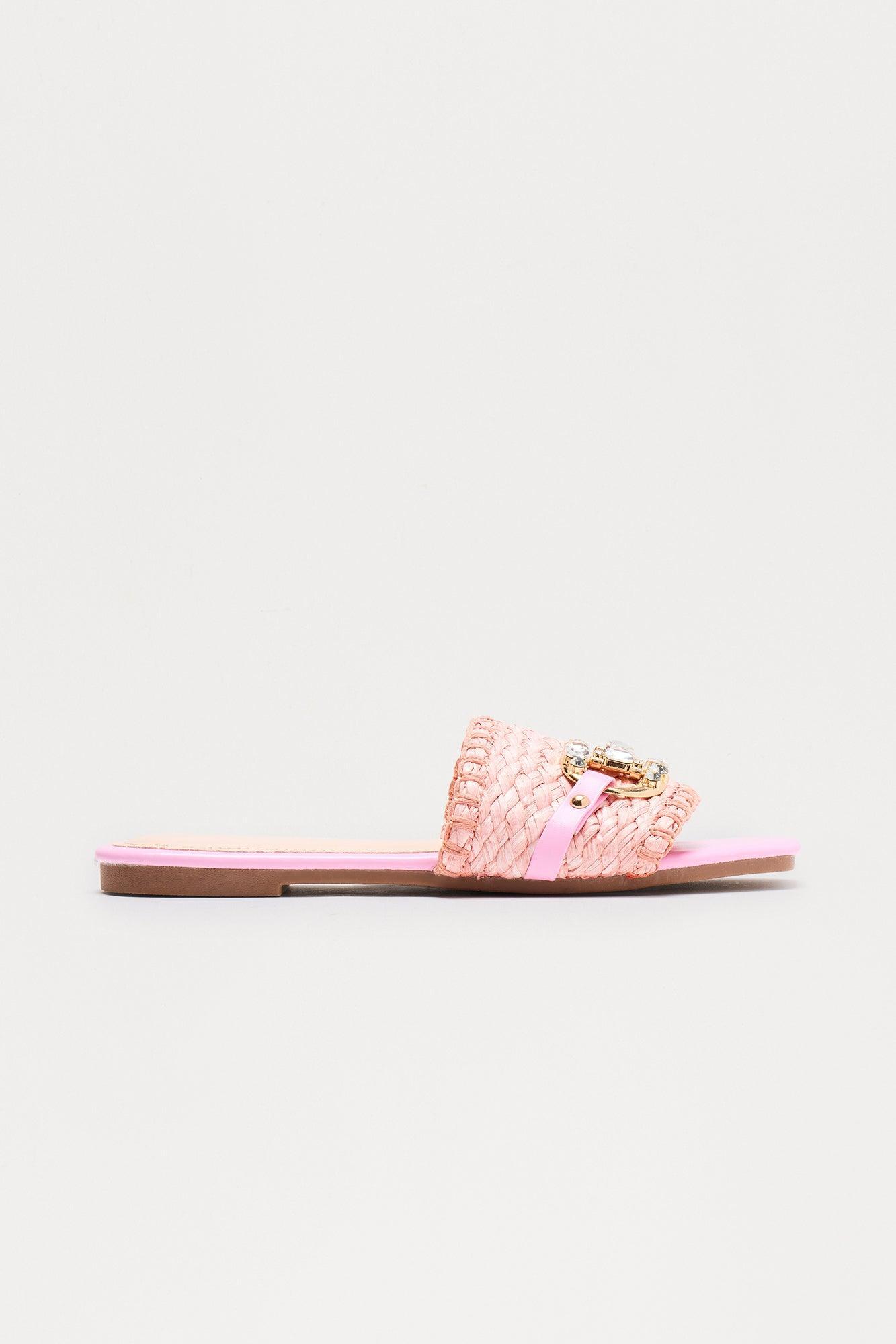 Ela Raffia Hardware Sandals - Pink Female Product Image