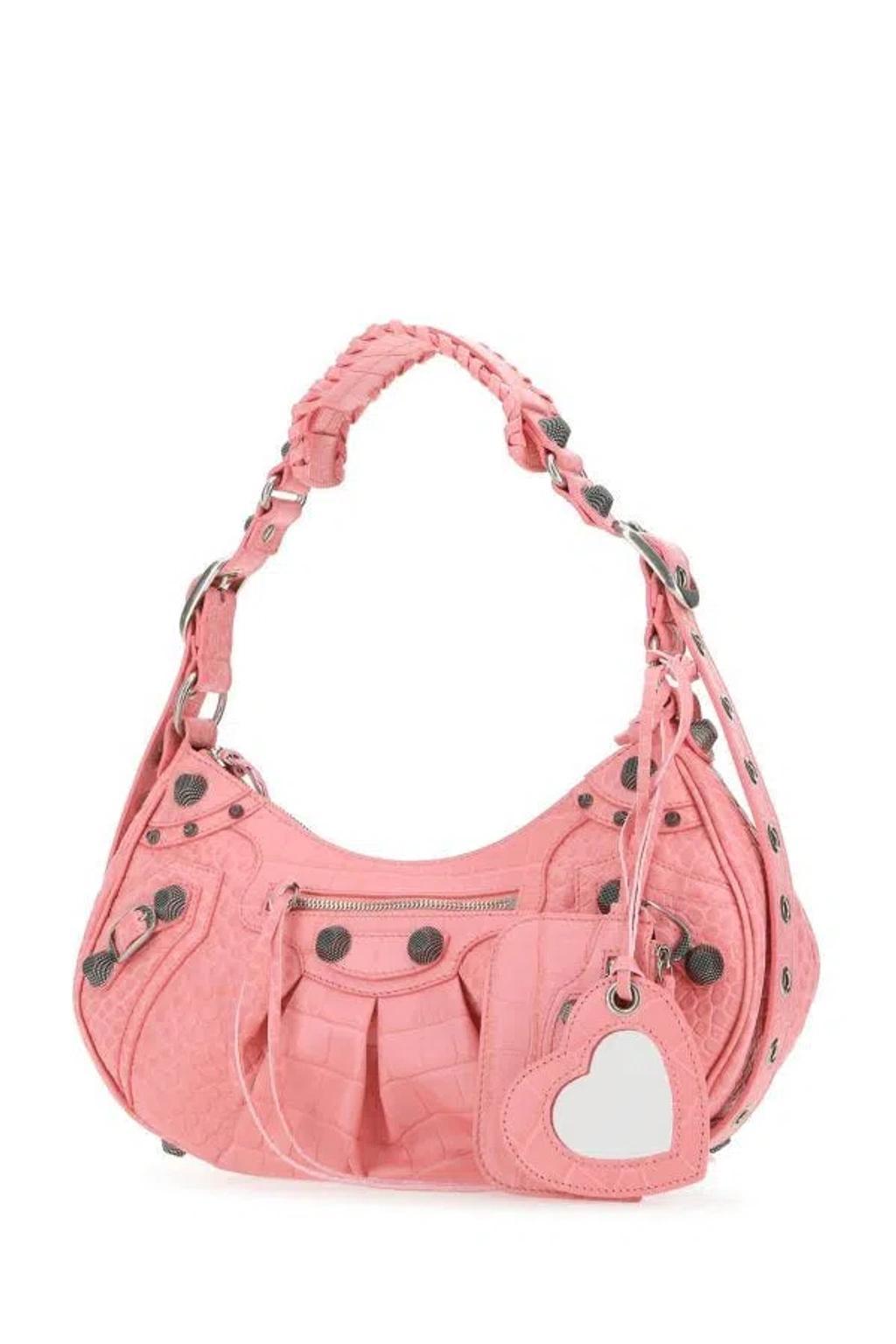 BALENCIAGA Woman Pink Leather Le Cagole S Shoulder Bag Product Image