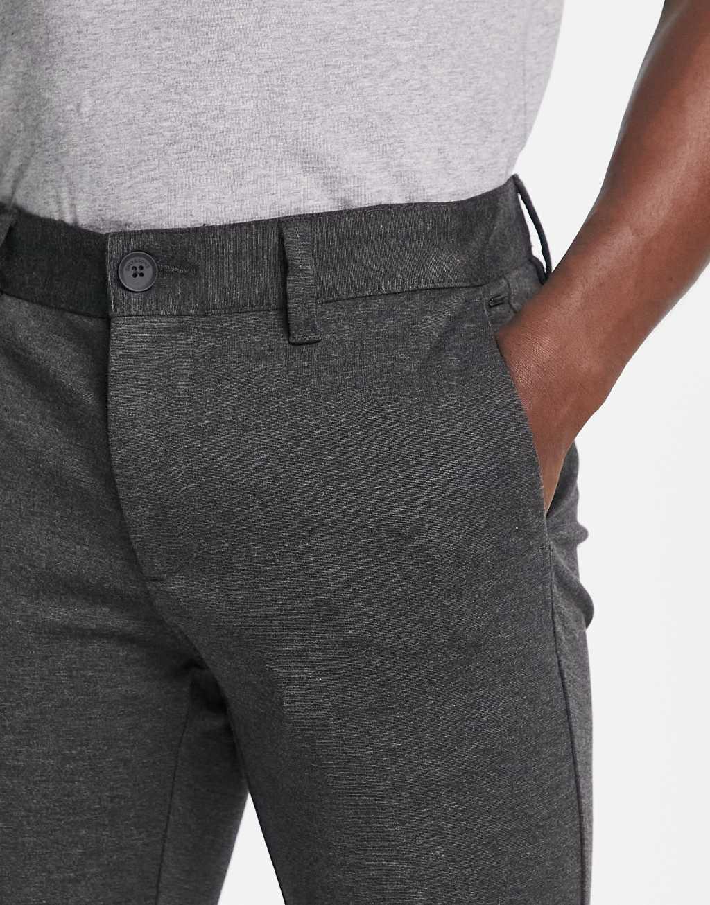 Only & Sons slim fit tapered pants in dark gray Product Image