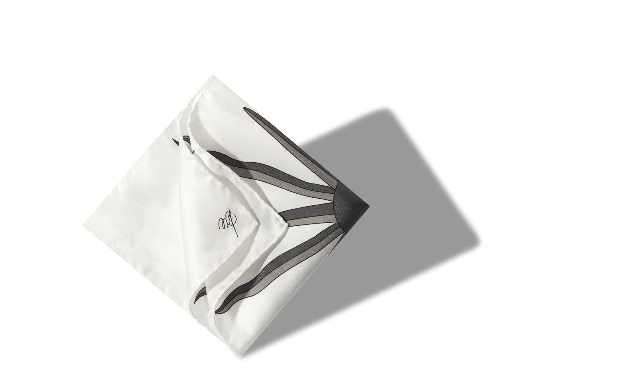 SUN Ivory and Grey Silk Sunburst Pocket Square Product Image