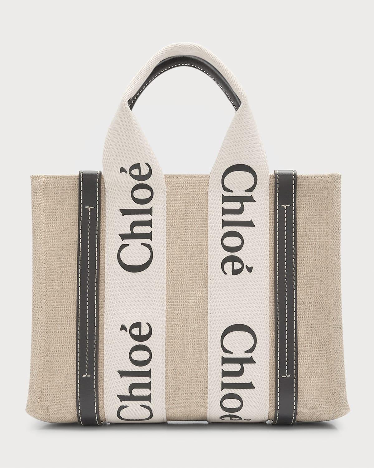 Woody Small Tote Bag in Linen with Crossbody Strap Product Image