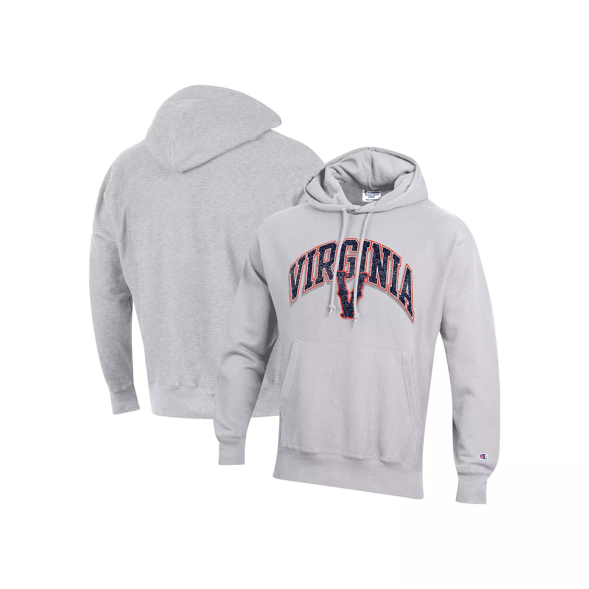 Men's Champion Gray Virginia Cavaliers Vault Late Night Reverse Weave Pullover Hoodie,  Product Image