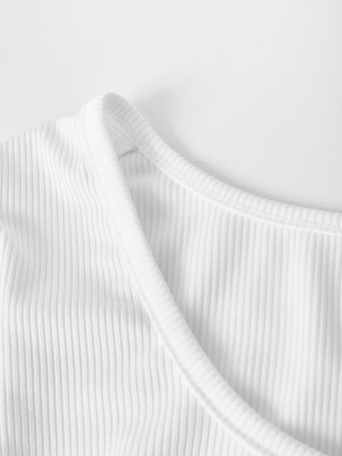 Cross Embroidered Ribbed Knit Crop Top Product Image