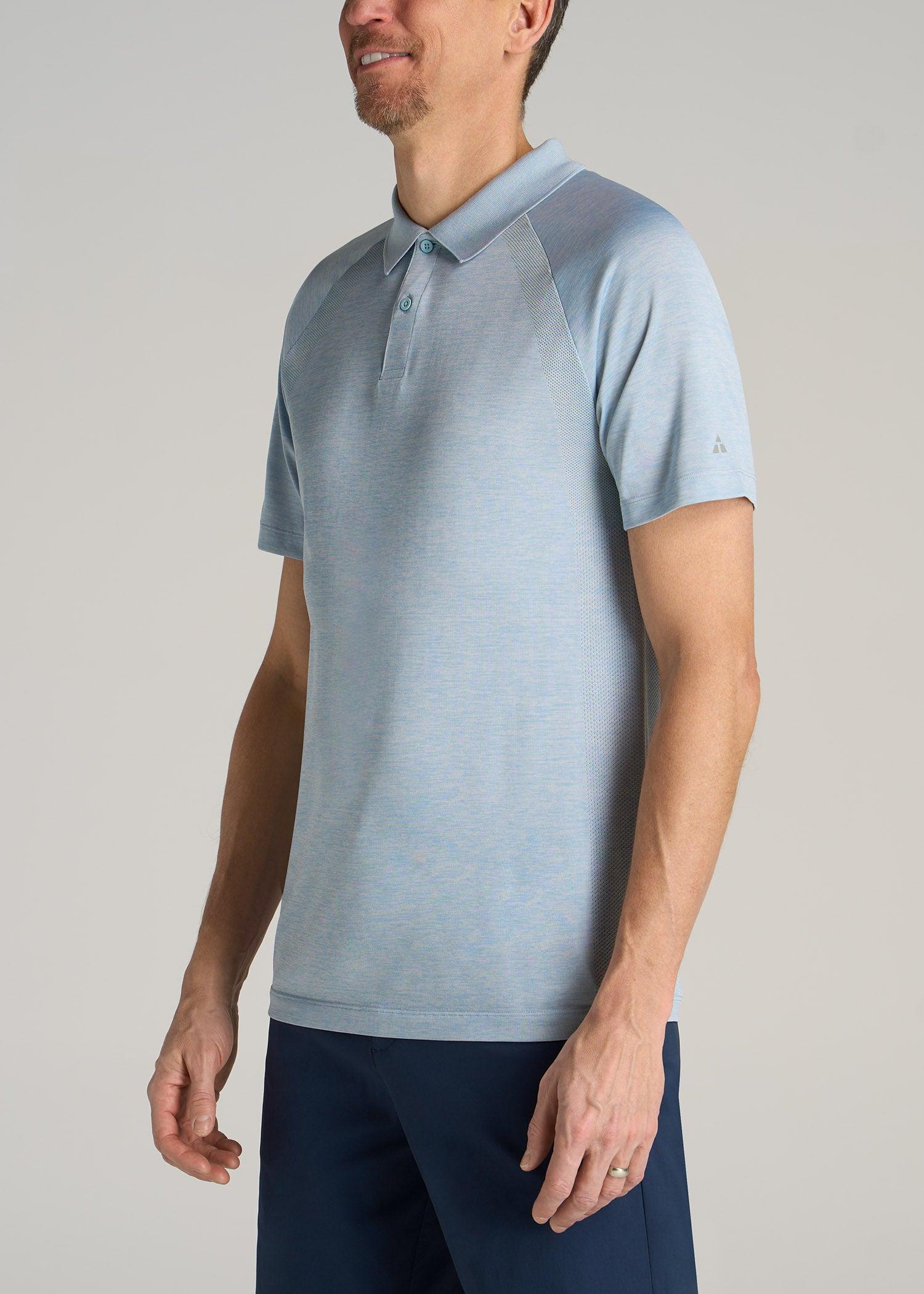 A.T. Performance: Raglan Men's Tall Polo Shirt in Light Blue Mix Product Image