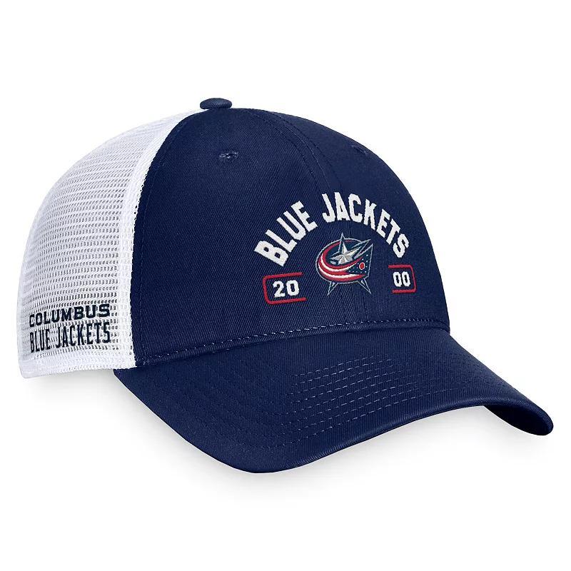 Mens Fanatics /White Columbus Blue Jackets Free Kick Trucker Adjustable Hat Product Image