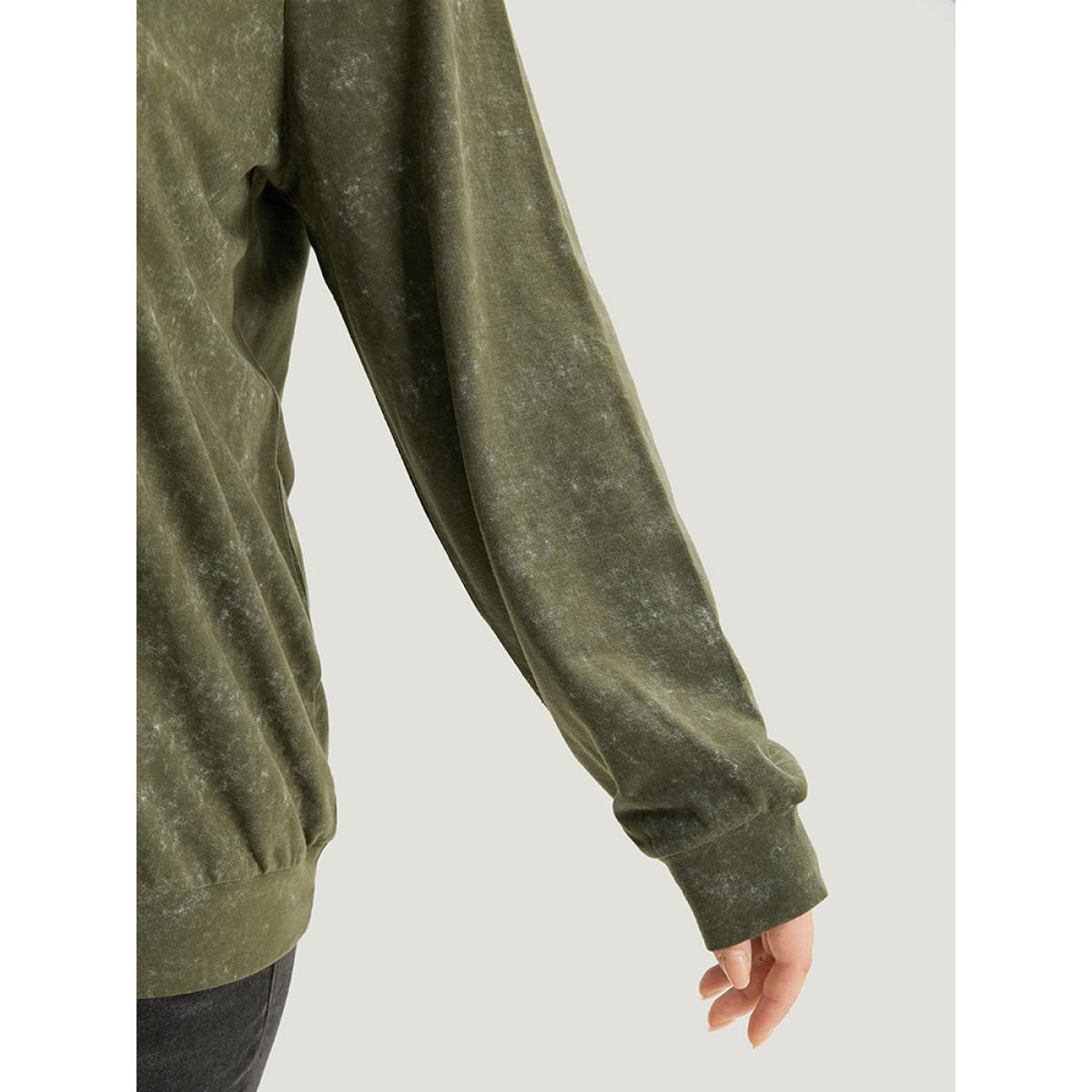 Plus Size Lapel Collar Zipper Elastic Hem Sweatshirt Women ArmyGreen Casual Elastic cuffs Lapel Collar Dailywear Sweatshirts BloomChic 26/4X Product Image