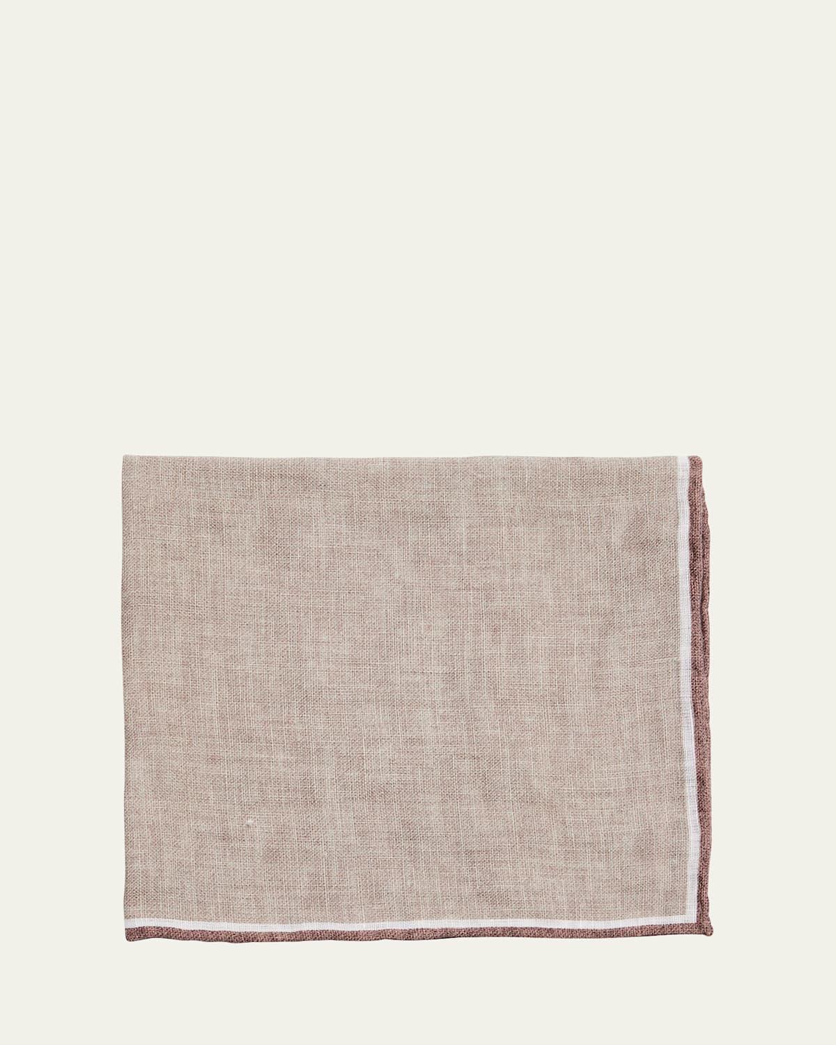 Mens Linen Stripe-Trim Pocket Square Product Image