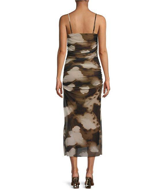 Gianni Bini Abstract Mesh Square Neckline Sleeveless Camisole Midi Bodycon Dress Product Image