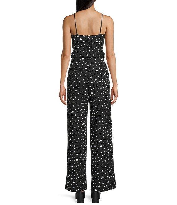 Honey and Rosie Polka Dot Sweetheart Neck Belted Wide Leg Jumpsuit Product Image