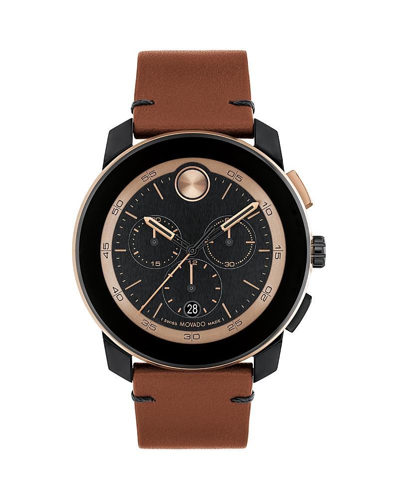 Movado Bold Mens TR90 Quartz Chronograph Cognac Leather Strap Watch Product Image