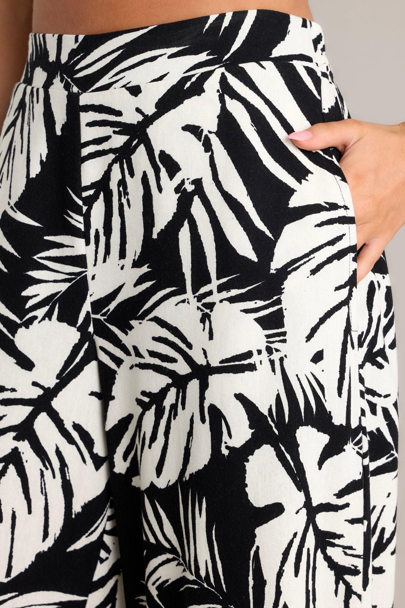 Shadow Palm Black Tropical Print Pants Product Image