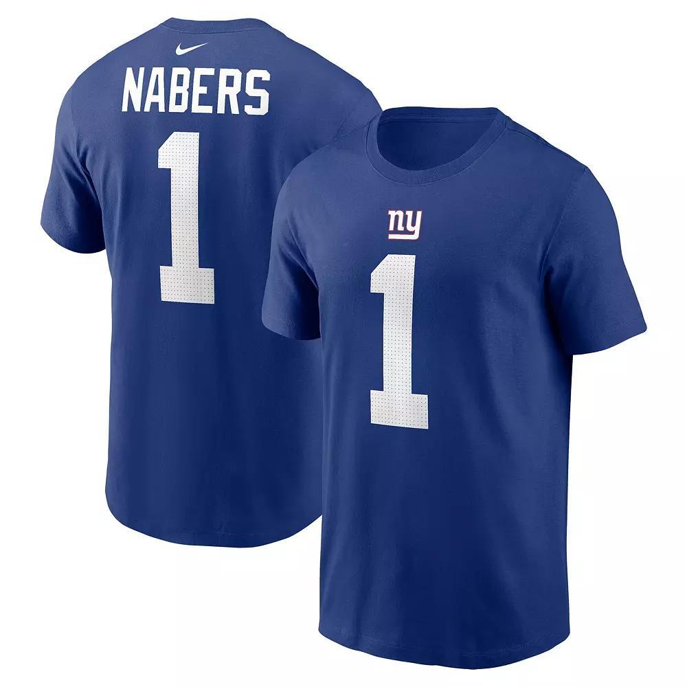 Men's Nike Malik Nabers Royal New York Giants Name & Number T-Shirt,  Product Image