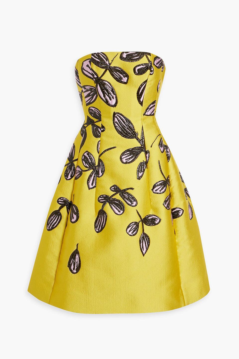 OSCAR DE LA RENTA Degrade Silk-blend A-line Dress In Yellow Product Image