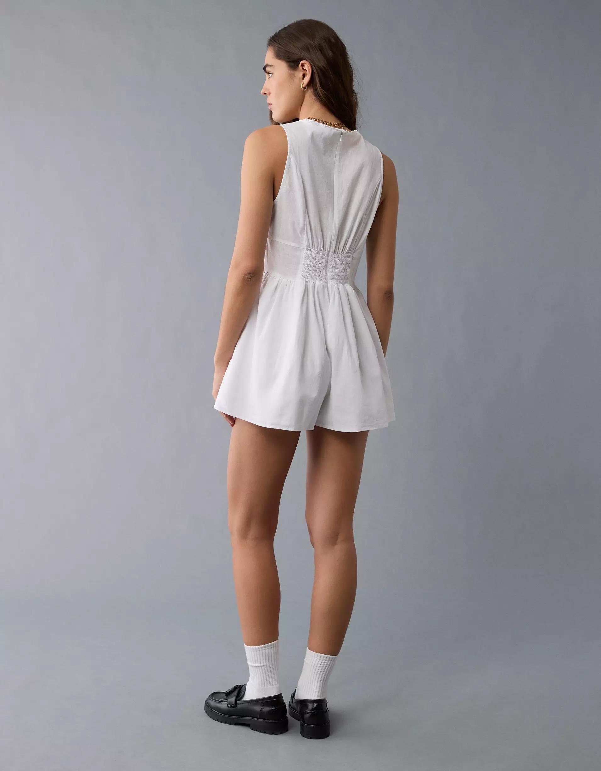 AE Tie Front V-Neck Romper Product Image