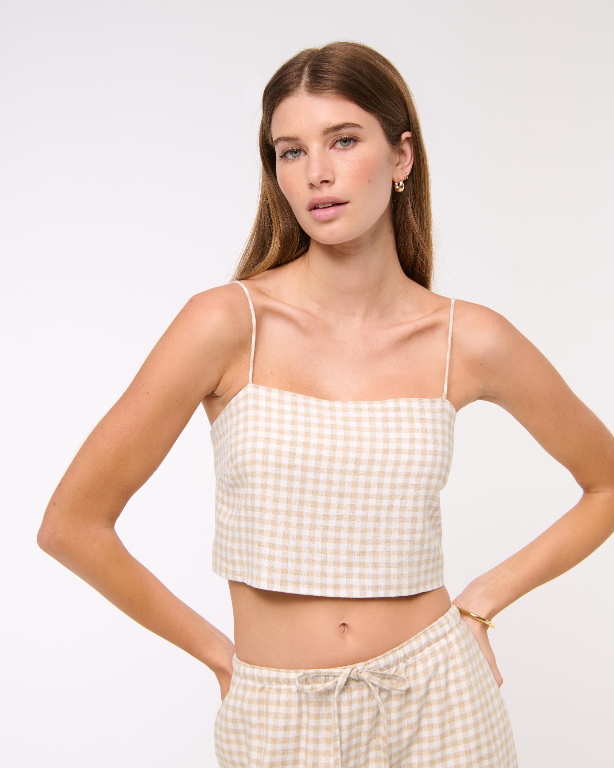 Cropped Linen-Blend Cami Product Image