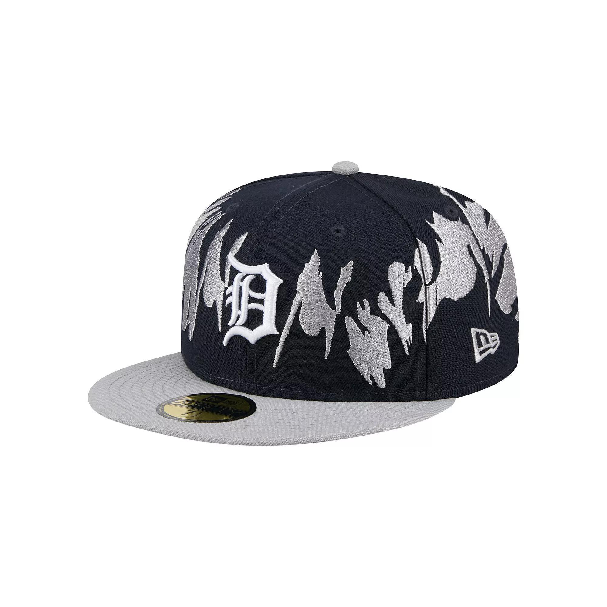 Men's New Era Navy/Gray Detroit Tigers Retro Pattern 59FIFTY Fitted Hat,  Product Image