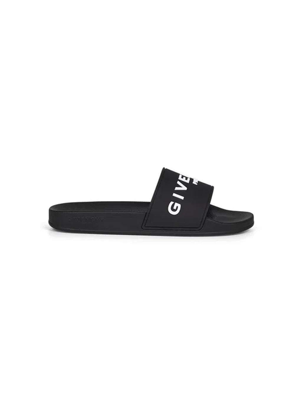 Black Logo-Print Pool Slides Product Image