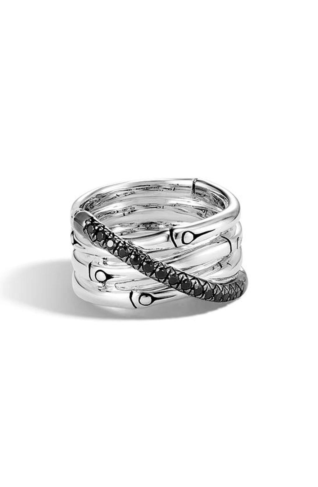 JOHN HARDY Bamboo Coiled Ring With Black Sapphire | Gemstones/sterling Silver In Black Spinel Product Image