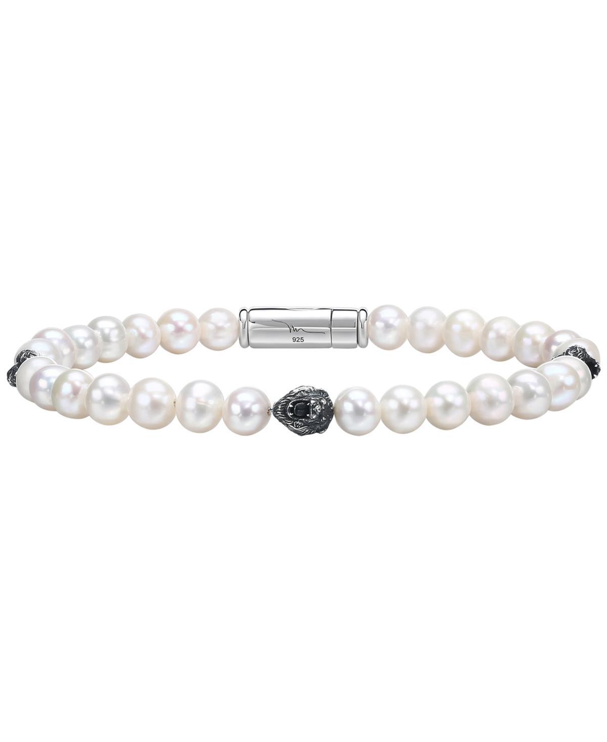 Bulova Mens Freshwater Pearl Beaded Sterling Silver Line Bracelet Product Image