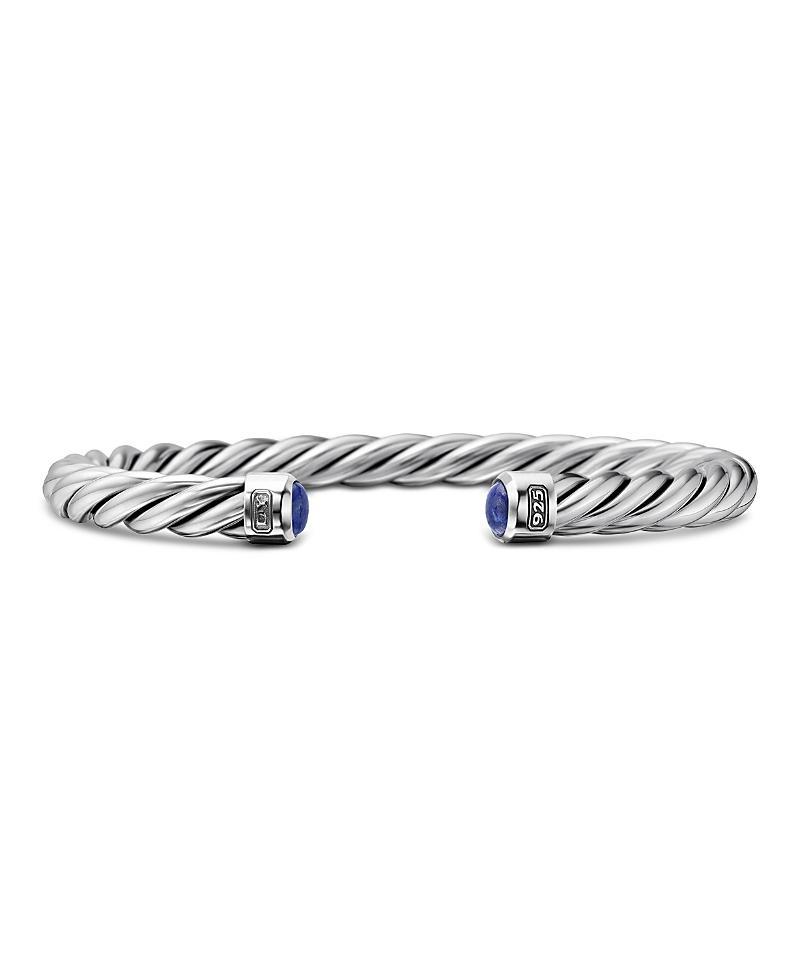 6mm Mens Cable Cuff Bracelet in Silver Product Image