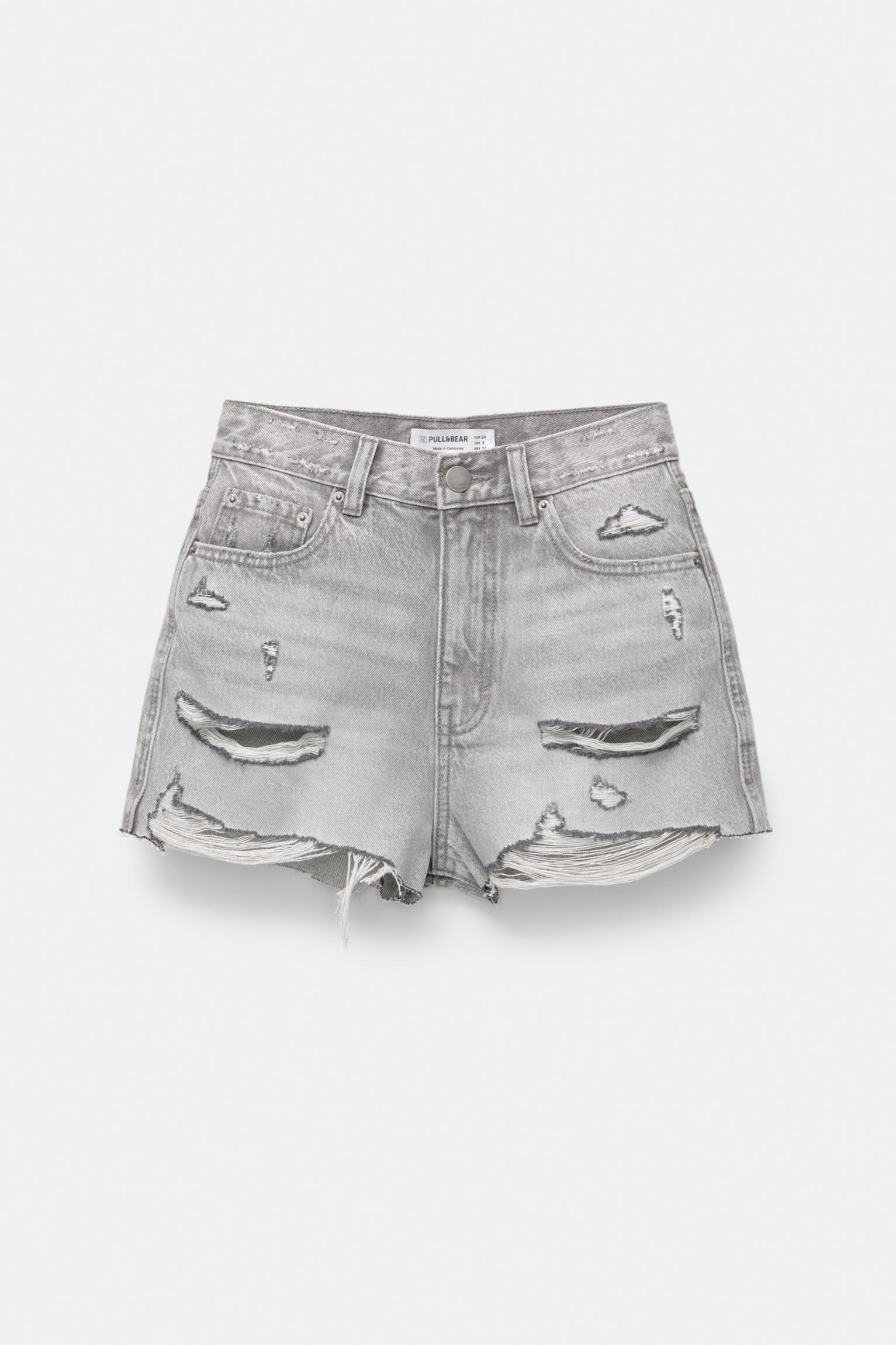 Ripped denim shorts Product Image