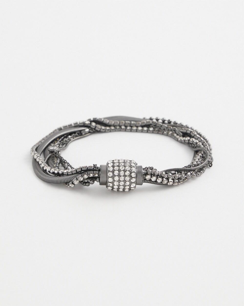 Chico's Click Silver Tone Pavé Bangle Bracelet Product Image