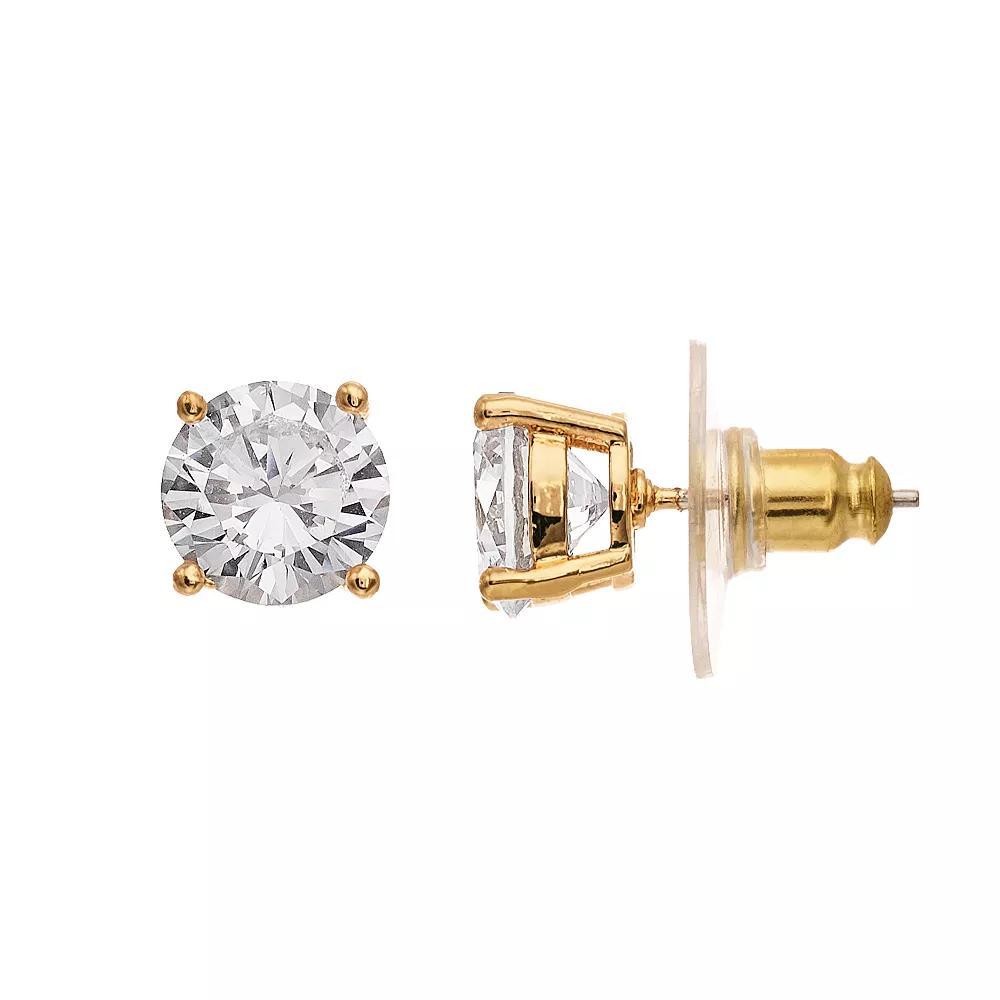 Nine West Prong Round Stud Earring, Womens, Gold Tone Product Image