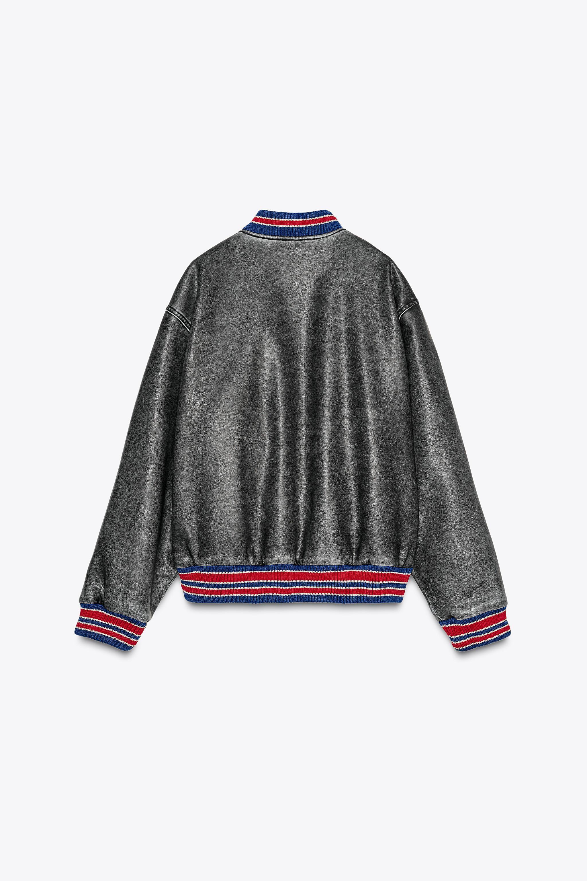 FAUX LEATHER BOMBER JACKET Product Image