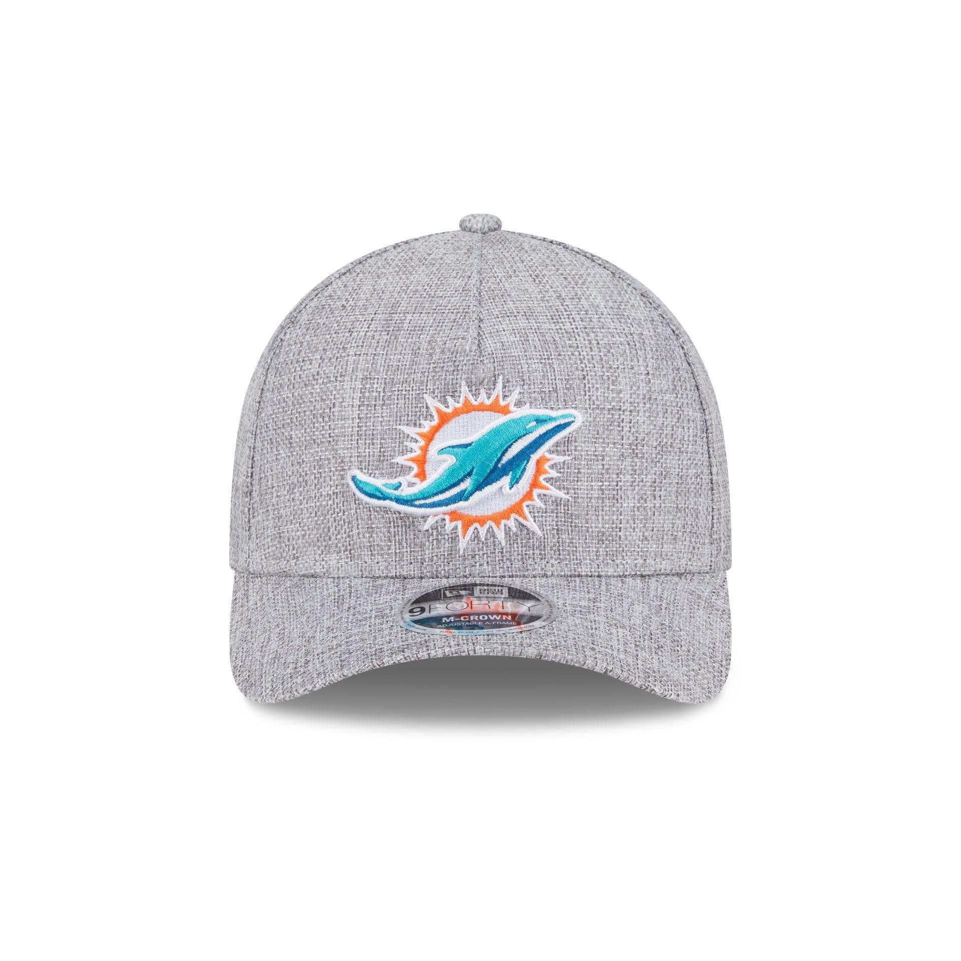 Miami Dolphins Cotton Weave Gray 9FORTY M-Crown A-Frame Snapback Hat Male Product Image