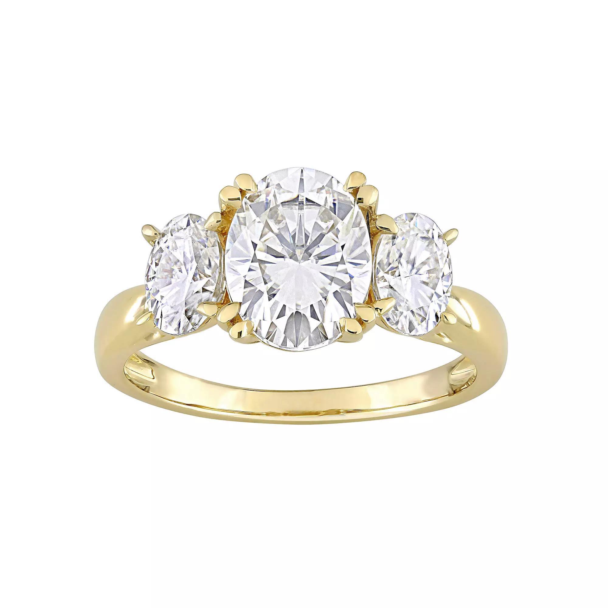 Stella Grace 10k Gold Lab-Created Moissanite 3-Stone Engagement Ring, Women's, Size: 9 Product Image