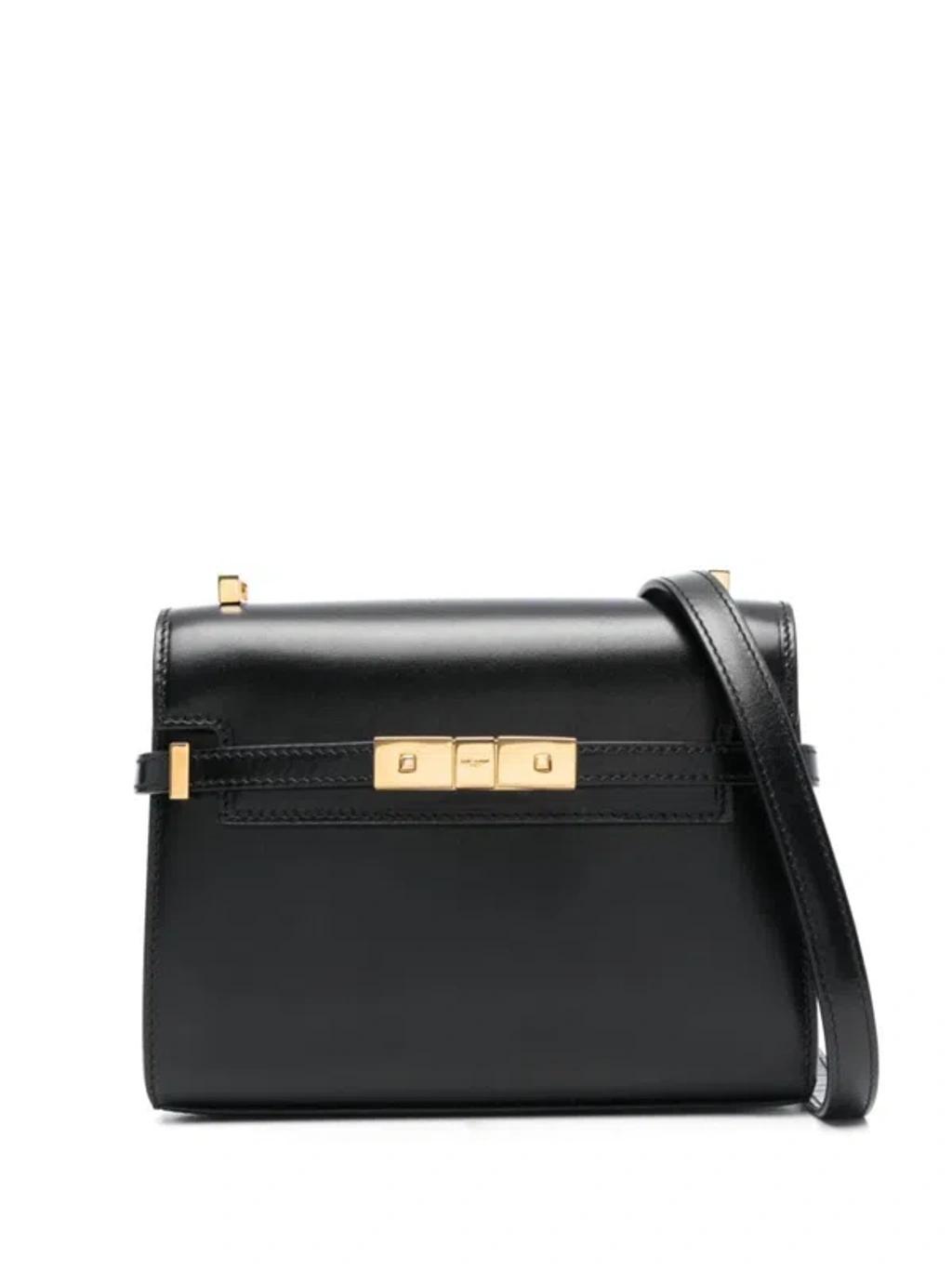 SAINT LAURENT Manhattan Mini Calfskin Crossbody Bag In Black Product Image